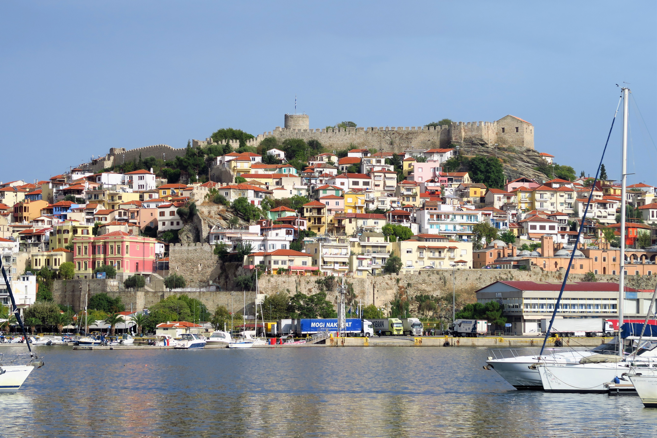 port view of the old city panagia kavala